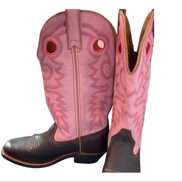 NWT Masterson sz 6 pink brown leather embroidered cowgirl boots - Picture 5 of 16